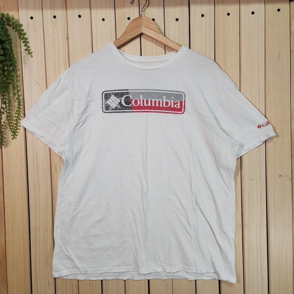 Columbia Mens Tshirt White and Red Logo Size XL